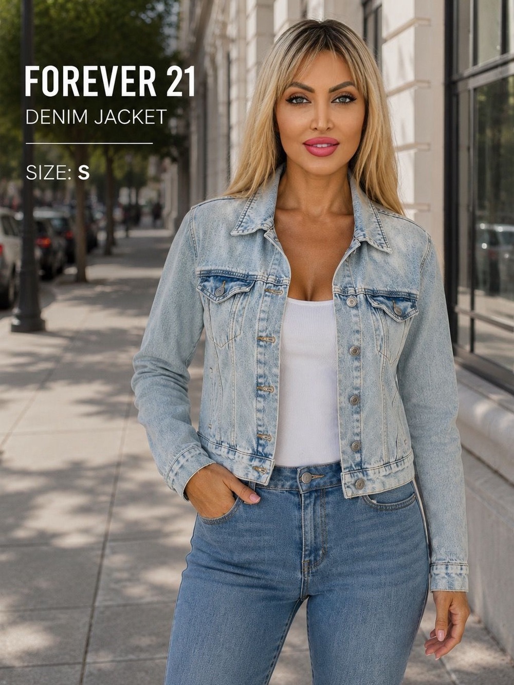 Forever 21 Washed Light Blue Denim Jacket